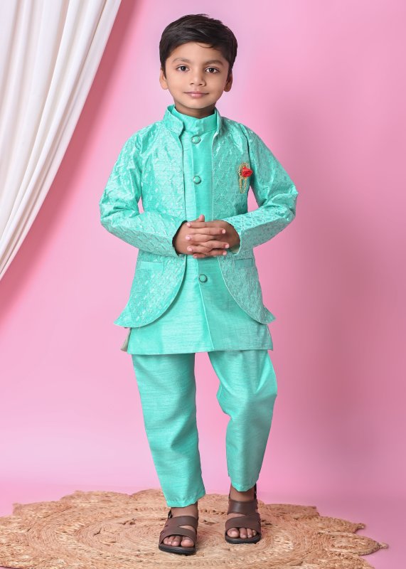 Boys Festive Ethnic Set – Kurta Pajama with Embroidered Nehru Jacket
